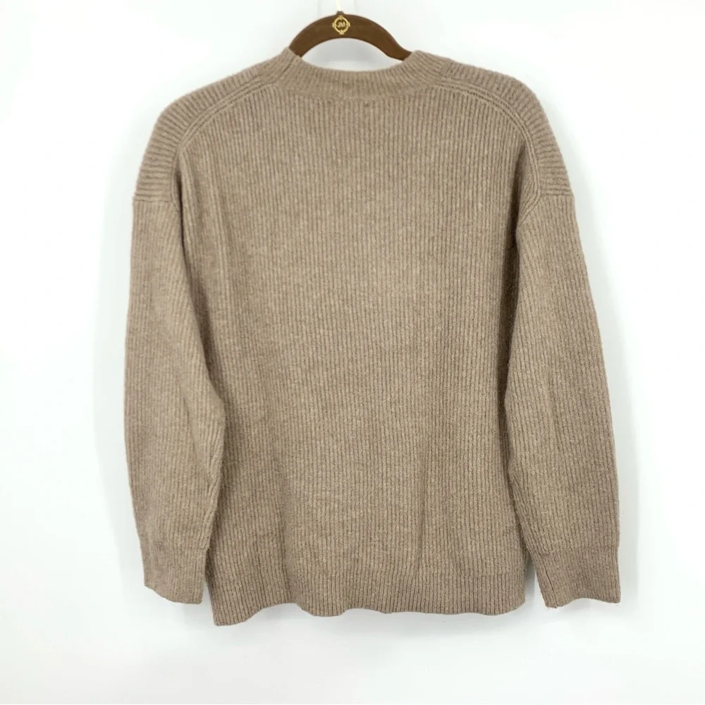 J‎ Crew Women Size Small Sweater Brown Ribbed Boyfriend Crewneck Extra Soft Top